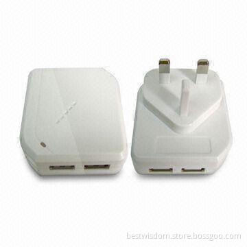 Dual USB Chargers for iPad with 2.1A Charging Rate and 5V DC Output Voltage, CE Mark